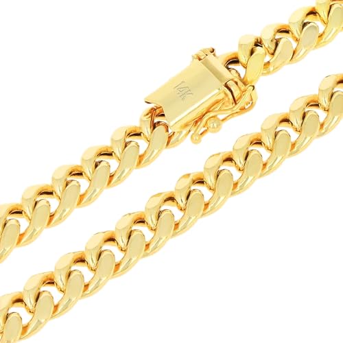 Nuragold 14k Real Yellow Gold Miami Cuban Link 6.5mm Chain Italian Necklace - 20″